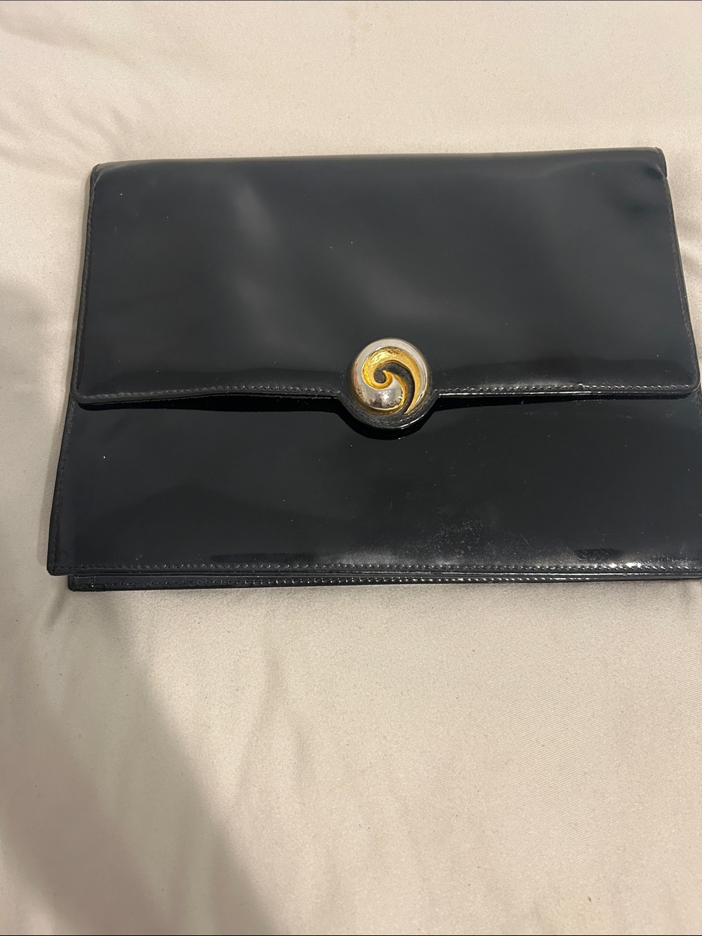 Salvatore Ferragamo Black Leather Interior Clutch